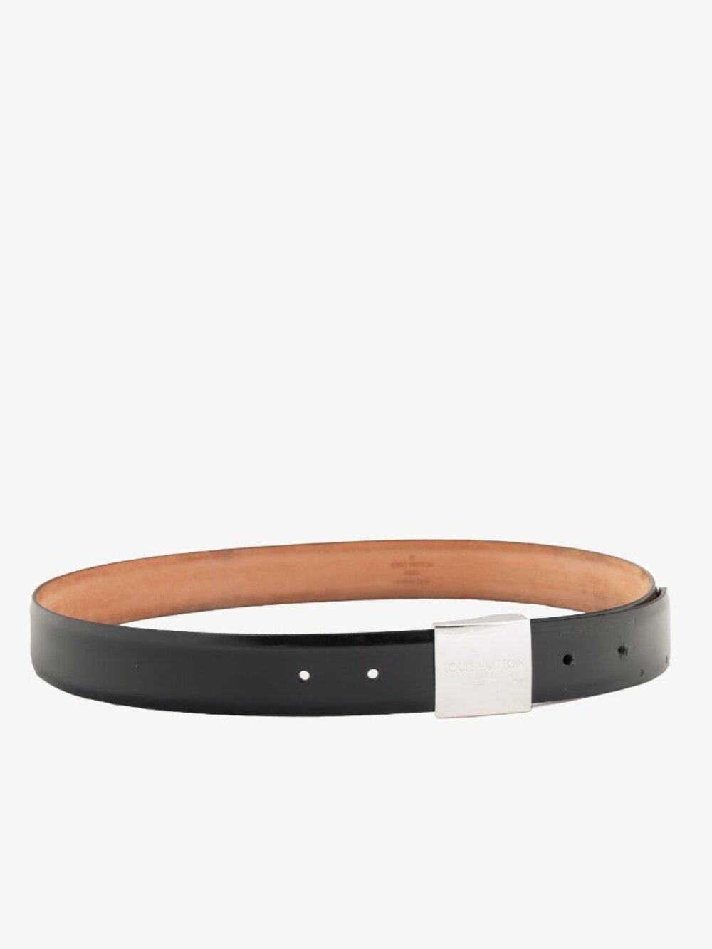 Louis Vuitton Black Leather Logo-Buckle Belt